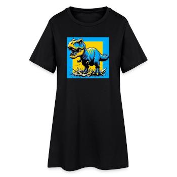Dinosaurier - Frauen T-Shirt-Kleid - Schwarz - Vorne