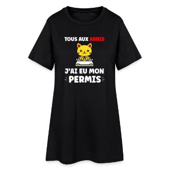 jeune permis, jeune conducteur, permis de conduire - Robe T-shirt Femme - noir - Devant