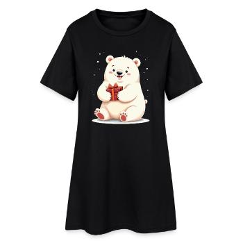 Ours polaire mignon avec illustration de cadeau - Robe T-shirt Femme - noir - Devant
