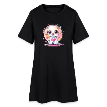 Chiot préféré du petit cœur - Robe T-shirt Femme - noir - Devant