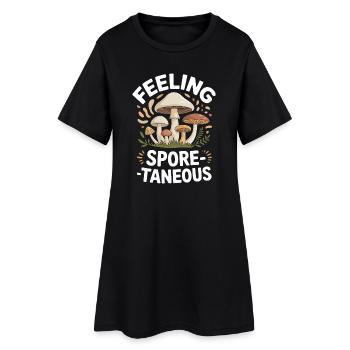 Feeling Spore-taneous Funny Mycology - Frauen T-Shirt-Kleid - Schwarz - Vorne