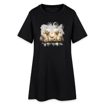 Ours câlins sur le duo de canapés - Robe T-shirt Femme - noir - Devant
