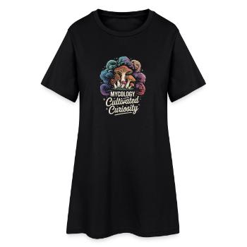 Mycology Cultivated Curiosity Fungi Science - Frauen T-Shirt-Kleid - Schwarz - Vorne
