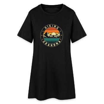 Randonnée Mamie Drôle Sentier En Plein Air Amoureux de la Nature - Robe T-shirt Femme - noir - Devant