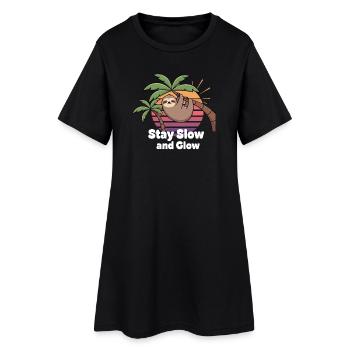 Sloth Sunset Stay Slow and Glow - Women’s T-Shirt Dress - black - Front