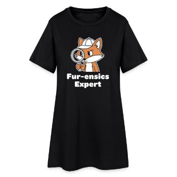 Fur-ensics Detektiv Fuchs - Frauen T-Shirt-Kleid - Schwarz - Vorne
