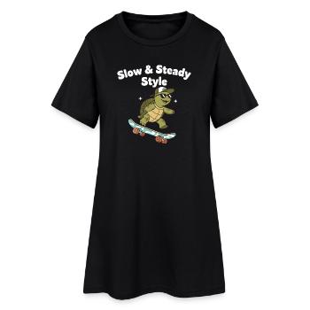 Langsam Skate Schildkröte - Frauen T-Shirt-Kleid - Schwarz - Vorne