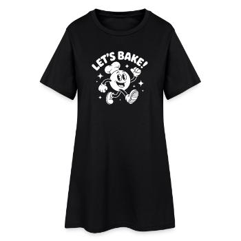 Lasst uns Backen Cartoon Motiv - Frauen T-Shirt-Kleid - Schwarz - Vorne