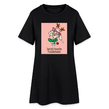Le trublion préféré du Père Noël – Funny Dog - Robe T-shirt Femme - noir - Devant