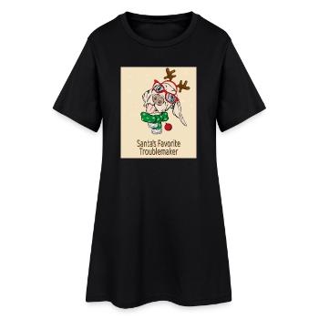 Le trublion préféré du Père Noël – Funny Dog - Robe T-shirt Femme - noir - Devant
