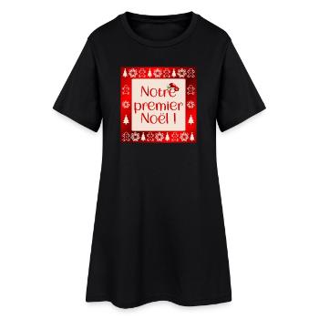Unser erstes Weihnachten - Frauen T-Shirt-Kleid - Schwarz - Vorne
