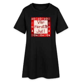 Unser erstes Weihnachten - Frauen T-Shirt-Kleid - Schwarz - Vorne
