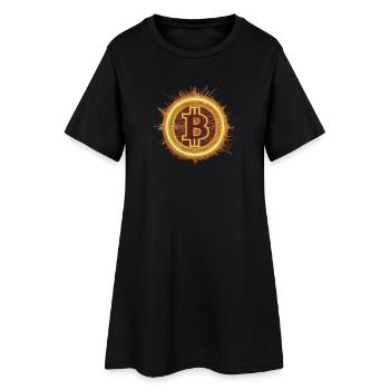 Bitcoin Solar Flare - Symbole crypto lumineux - Robe T-shirt Femme - noir - Devant