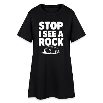 Arrêt Je vois un rocher - Robe T-shirt Femme - noir - Devant