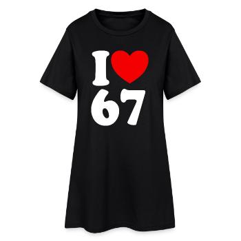 Fun 67 Number 6-7 I Heart 6 7 Six Seven - Women’s T-Shirt Dress - black - Front