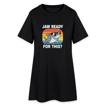 Cooler Hai Retro Look Jaw Prêt pour cela ? - Robe T-shirt Femme - noir - Devant