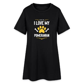Ich liebe meinen Pomeranian - Frauen T-Shirt-Kleid - Schwarz - Vorne