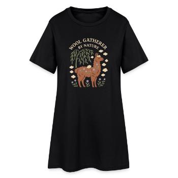 Cottagecore Lama Esthétique Mignon Animal de la Ferme - Robe T-shirt Femme - noir - Devant