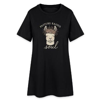 Cottagecore Lama Esthétique Mignon Animal de la Ferme - Robe T-shirt Femme - noir - Devant