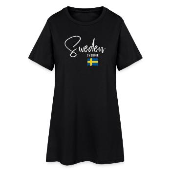 Hergestellt in Schweden, schwedische Wurzeln - Frauen T-Shirt-Kleid - Schwarz - Vorne