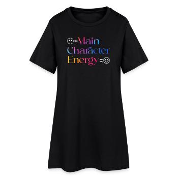 Main Character Energy smilie - Frauen T-Shirt-Kleid - Schwarz - Vorne