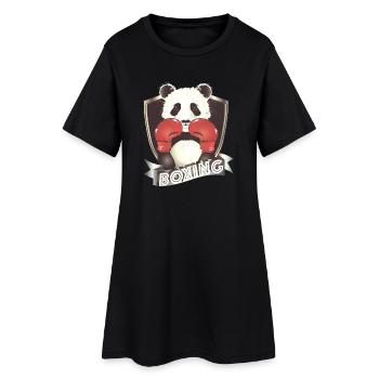 Boxe Panda – Motif animalier amusant - Robe T-shirt Femme - noir - Devant