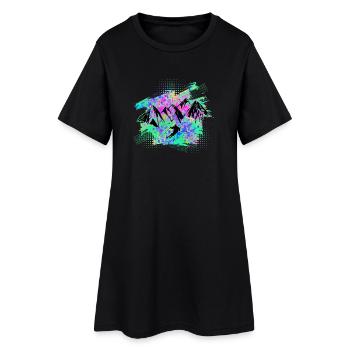 skifahren - Frauen T-Shirt-Kleid - Schwarz - Vorne