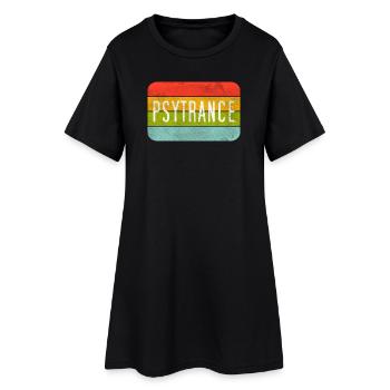 Psytrance Rayures Arc-en-ciel - Robe T-shirt Femme - noir - Devant