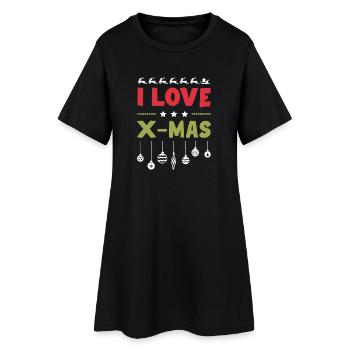 Ich Liebe Xmas Weihnachten - Frauen T-Shirt-Kleid - Schwarz - Vorne