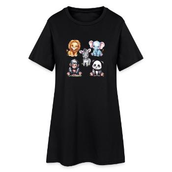 Amis mignons des animaux de la jungle pour les chambres d’enfants - Robe T-shirt Femme - noir - Devant