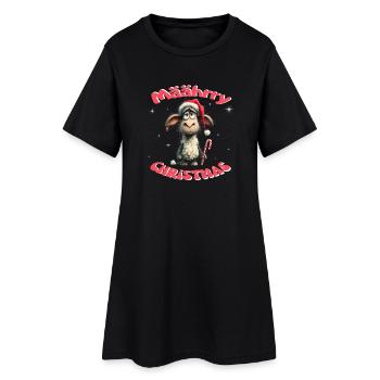Mäährry Christmas Schäfchen - Frauen T-Shirt-Kleid - Schwarz - Vorne