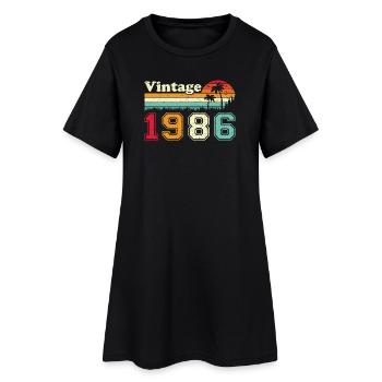1986 Vintage Retro Geburtstagsgeschenk - Frauen T-Shirt-Kleid - Schwarz - Vorne