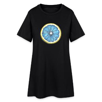 Bleu Citron Cut Art Art - Motif Pop Art - Robe T-shirt Femme - noir - Devant