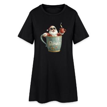 Vin chaud Père Noël Père Noël Mug - Robe T-shirt Femme - noir - Devant