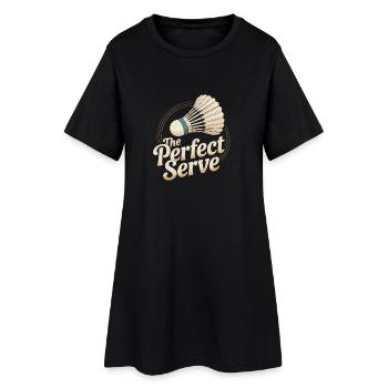 Retro Badminton - Frauen T-Shirt-Kleid - Schwarz - Vorne