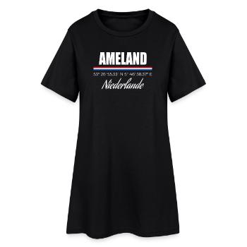 Ameland - Frauen T-Shirt-Kleid - Schwarz - Vorne