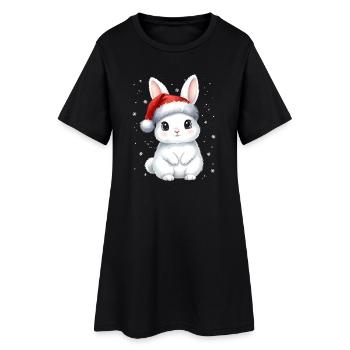 Lapin de Noël mignon de Noël - Robe T-shirt Femme - noir - Devant