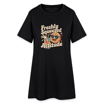 Retro Orange - Frauen T-Shirt-Kleid - Schwarz - Vorne