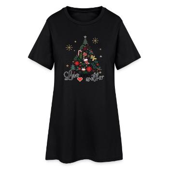 Christmas tree decorated - Women’s T-Shirt Dress - black - Front