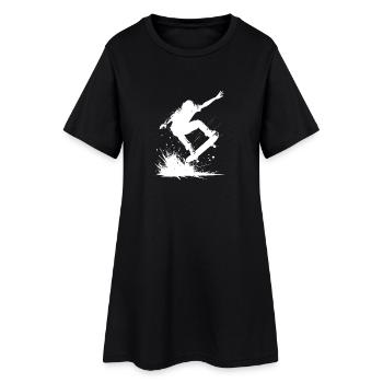 Energetisches Skateboard-Design - Frauen T-Shirt-Kleid - Schwarz - Vorne