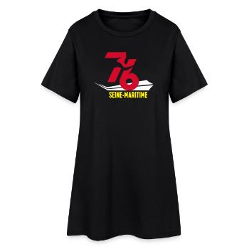 Emblème 76 Seine-Maritime Stylisé - Robe T-shirt Femme - noir - Devant