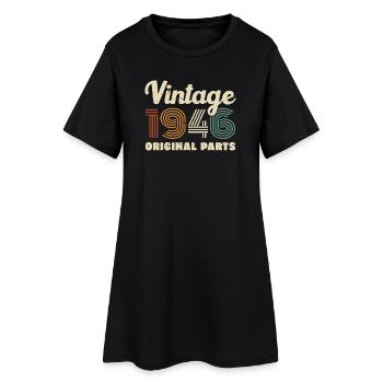 80 Years 1946 Vintage Retro Anniversary - Women’s T-Shirt Dress - black - Front