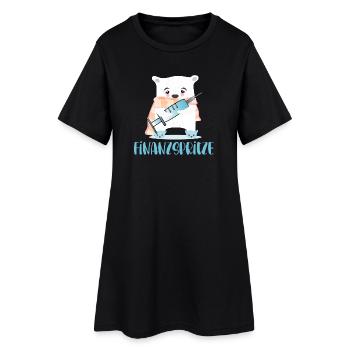 FINANZSPRITZE GELD BÄREN - Frauen T-Shirt-Kleid - Schwarz - Vorne
