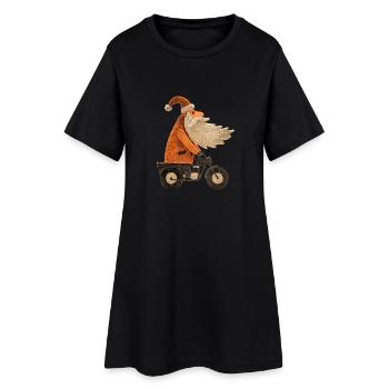 Weihnachtsmann auf Motorrad - Frauen T-Shirt-Kleid - Schwarz - Vorne