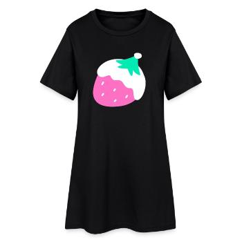 Erdbeeren – Weihnachten - Frauen T-Shirt-Kleid - Schwarz - Vorne
