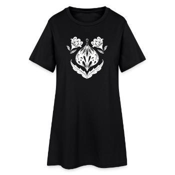 Ornement de mandala de fleur - Robe T-shirt Femme - noir - Devant