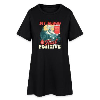 Mon groupe sanguin est Trail Positive Hiking Trekking - Robe T-shirt Femme - noir - Devant