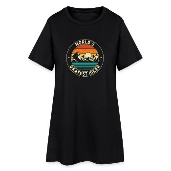 World’s Okayest Hiker Funny Trail Lover Outdoor  - Women’s T-Shirt Dress - black - Front