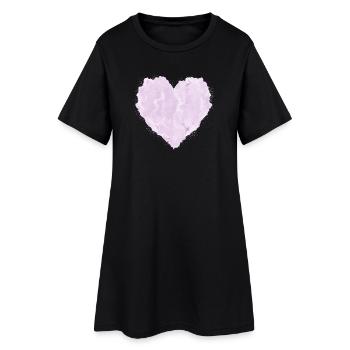 Coeur rose à l’aspect nuage – design doux - Robe T-shirt Femme - noir - Devant