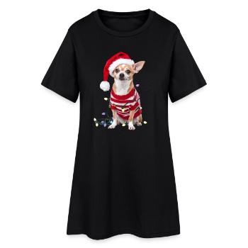 Chihuahua Weihnachten Weihnachtspullover Hund süß - Frauen T-Shirt-Kleid - Schwarz - Vorne